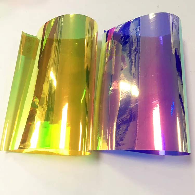 PVC Mirrored Shiny Iridescent Transparent Plastic  Film Chinese Pvc Film Holographic Film for Decoration and Craft
