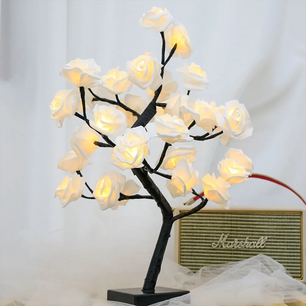 Bolylight 45Cm 32L White Rose Mini Led Holiday Decoration Tree Light