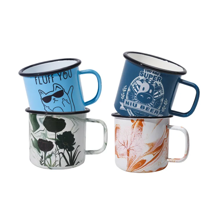 

Water bottle color change enamel cup gifts customized LOGO 0.5cm thicknesses enamel mug