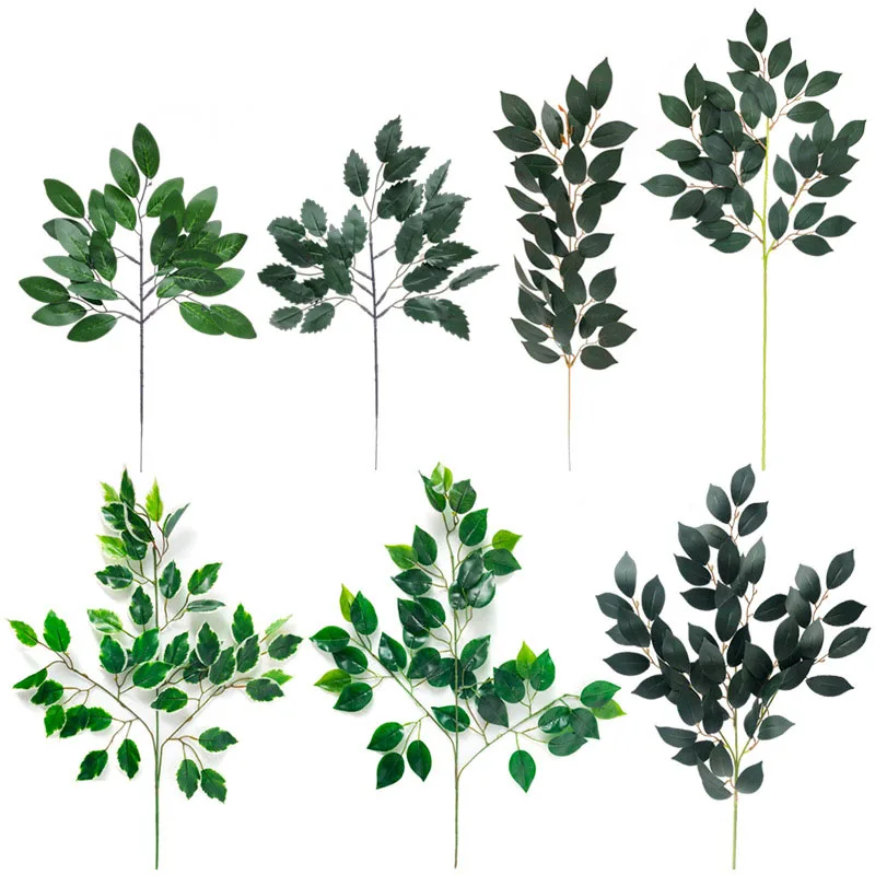 

Wholesale New style plant branches artificial ficus leaves for decoration, Green