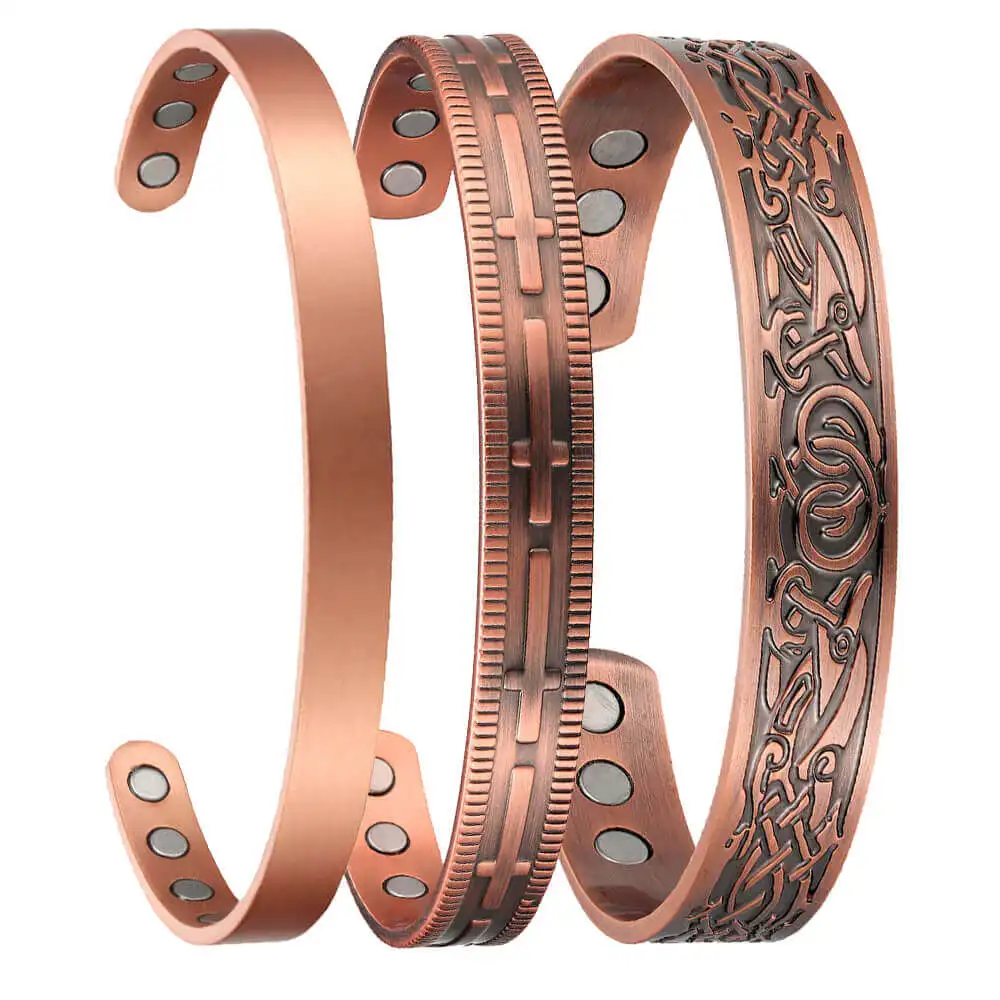 

MagEnergy Loss Weigh Adjustable Christian Cross Solid Pure Copper Magnetic Bracelet, Copper color