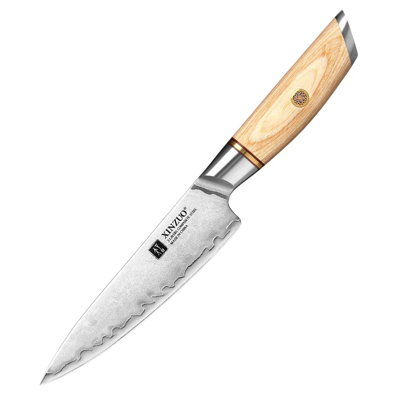 

New Rounded Corner Design Composite Stainless Steel Sharp Kitchen Utility Knife with Pakka Wood Handle Knives Gifts