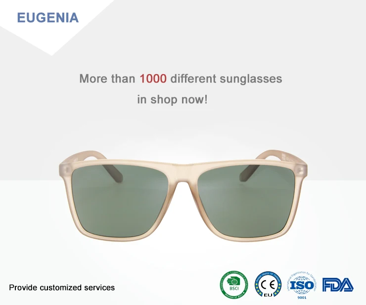 Eugenia unisex black square sunglasses top brand for Travel-3