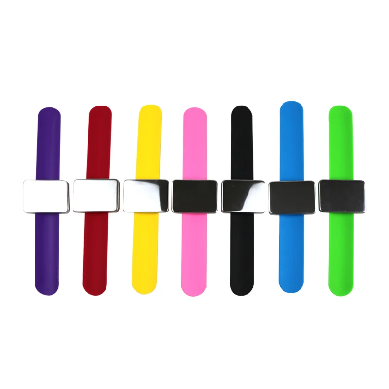 

MJ Hair stylist Square Shape Silicone Wristband with Magnet Barber's Magnetic Wristband Strap Belt Hair Clip Holder