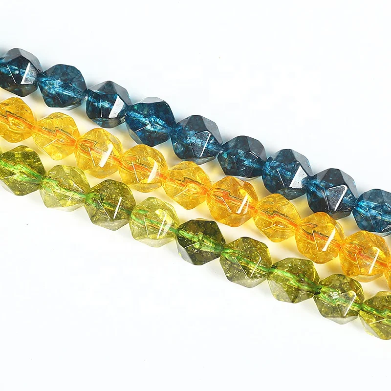 

Wholesale Blue Crystal Faceted Super Seven Olive Transparent Irregular Topaz Quartz Loose Beads Crystal