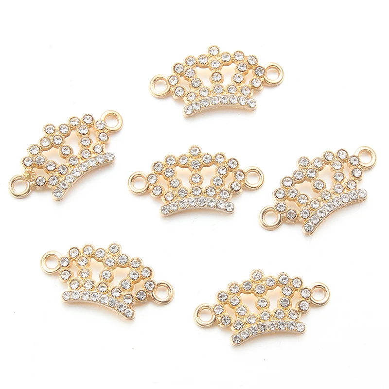 

Golden Crystal Crown Shape Alloy Connectors Bracelet Charm Necklace Pendant For DIY Fashion Jewelry Making