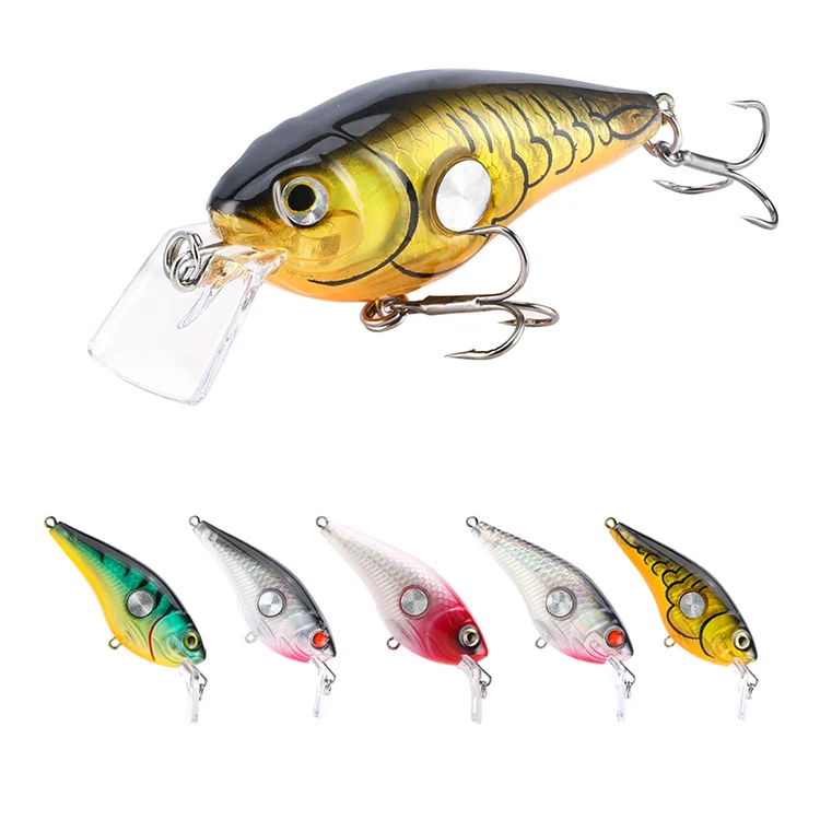 

3D Fishing Eyes 55mm 10g Hard Bait Lure Fishing Lifelike Popper Swimbait Cranbait for Bass Trout Salmon Wobble Treble Hooks