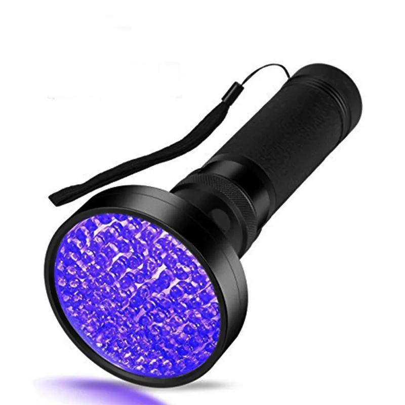 Sunreal Best Ultraviolet Purple 365Nm Blacklight Scorpion Amber Detector 100 LED UV Flashlight