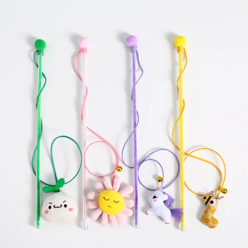 

Cartoon Plush Bell Unicorn Sun Flower Pet Interactive Toy Funny Cat Stick, Picture