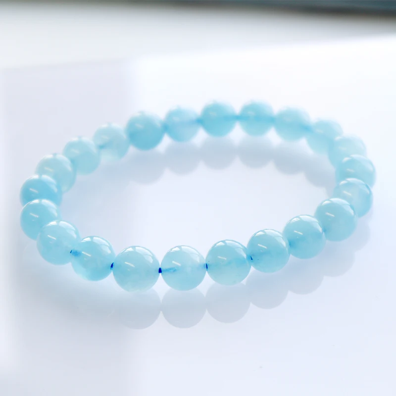 

8mm Natural Aquamarine AA Stone Bracelet Crystal Stone Beads Stretchy Bracelet, Picture shows