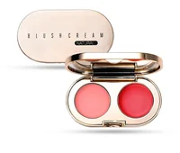 

Cream blush highlighter makeup private label double color waterproof gold packaging box blusher palette with mirror