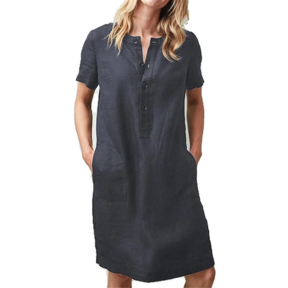 

2021 new linen loose large casual dress