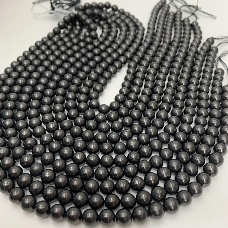 
Shungite Beads Long Strands, Shungite Round Beaded for EMF Protection from Karelia Russia, Genuine Authentic Shungite  (62350891431)