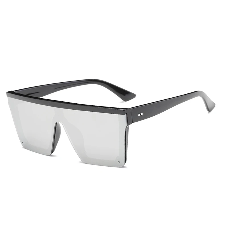 

Best selling 2019 flat top fashion square womens sunglasses rivets flat lens mirror stock sun glasses one pieces