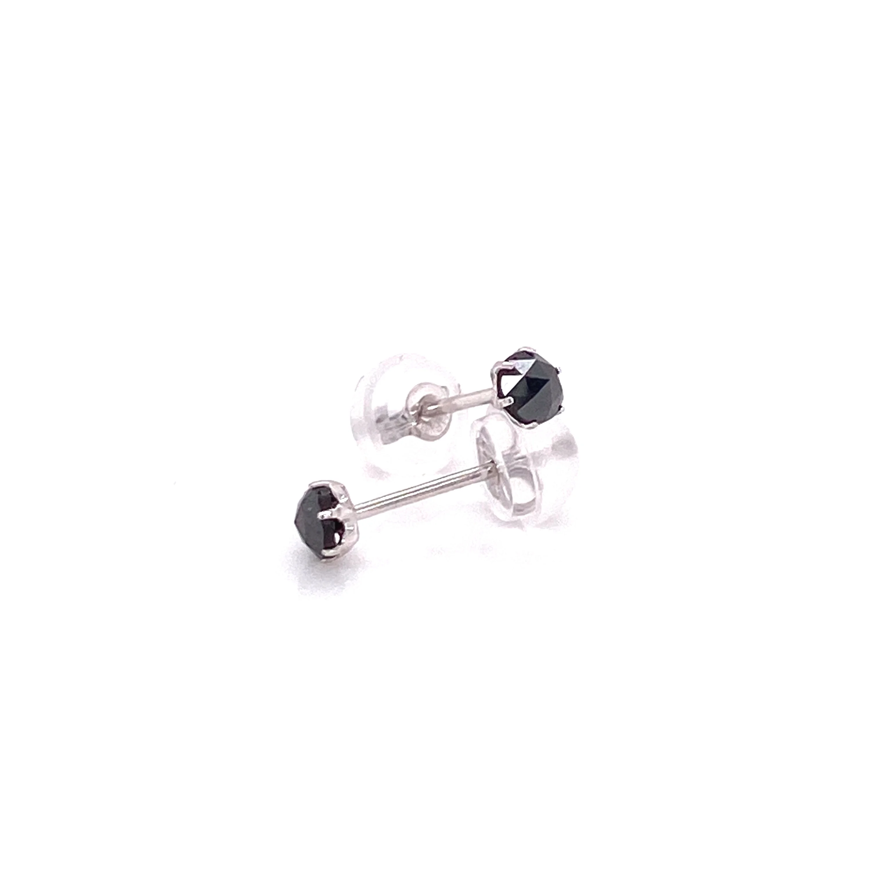 

JMW Japan Fine gold Jewelry Wholesale Black Diamond Platinum900 K18 Single Solitaire Earrings stud 0.20ct pair
