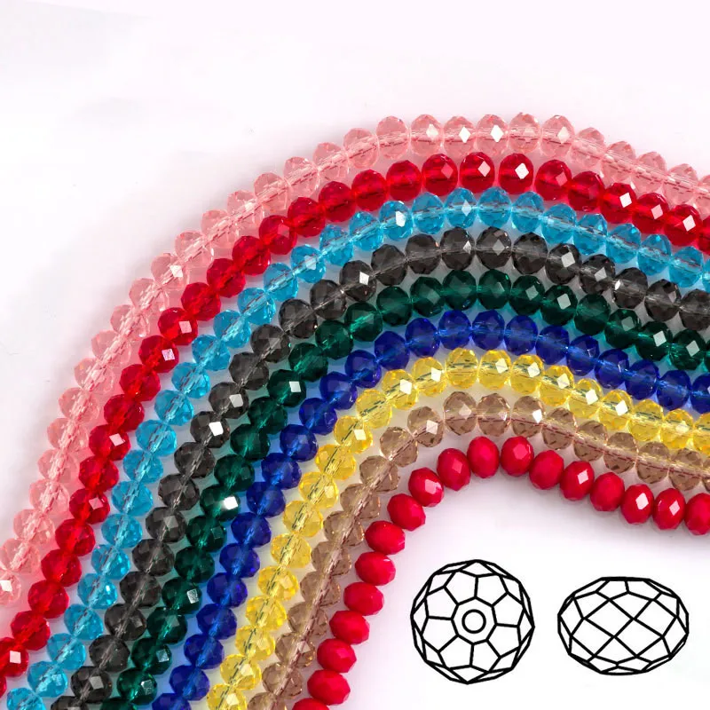 

10strands 3mm 4mm 6mm 8mm Rondelle Austria Crystal Beads Faceted Glass Beads Loose Spacer Beads For DIY Bracelet Jewelry Making, Multicolour
