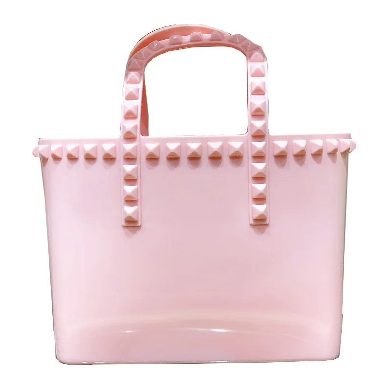

This year's hot new product rivet jelly bag handbag shopping bag large capacity PU ladies bag, Customized