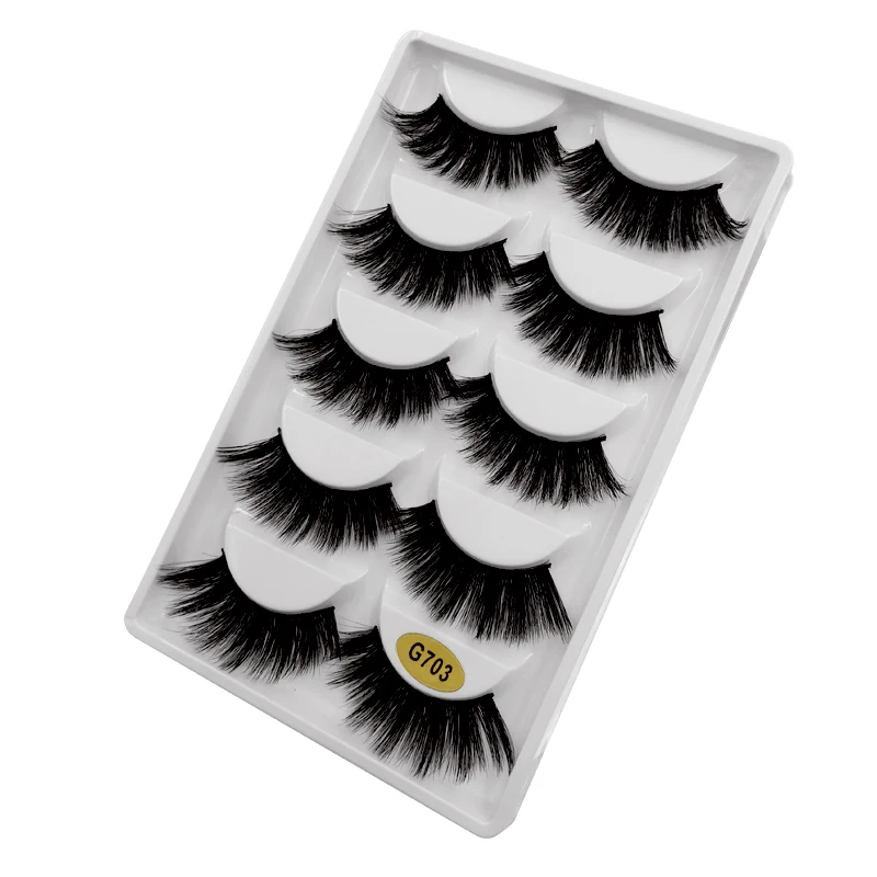 5 pairs faux mink strip lashes 3d 4d 5d 6d faux mink lashes