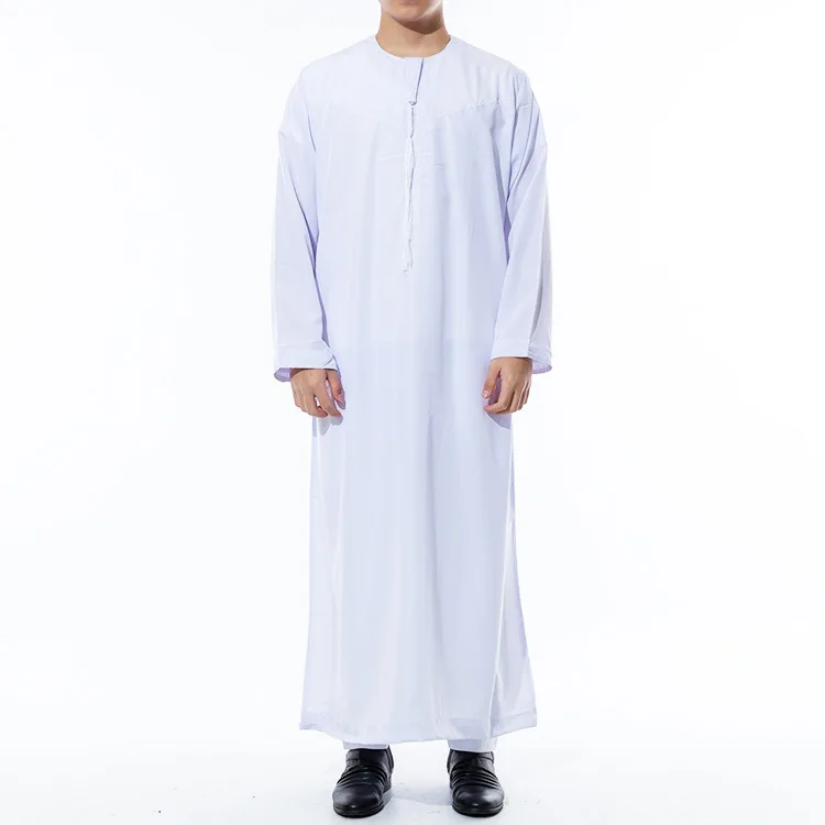 

Hot Selling Round Neck Polyester Solid Color Prayer Robe Islamic Men'S Thobe Muslim Dress Men Abaya