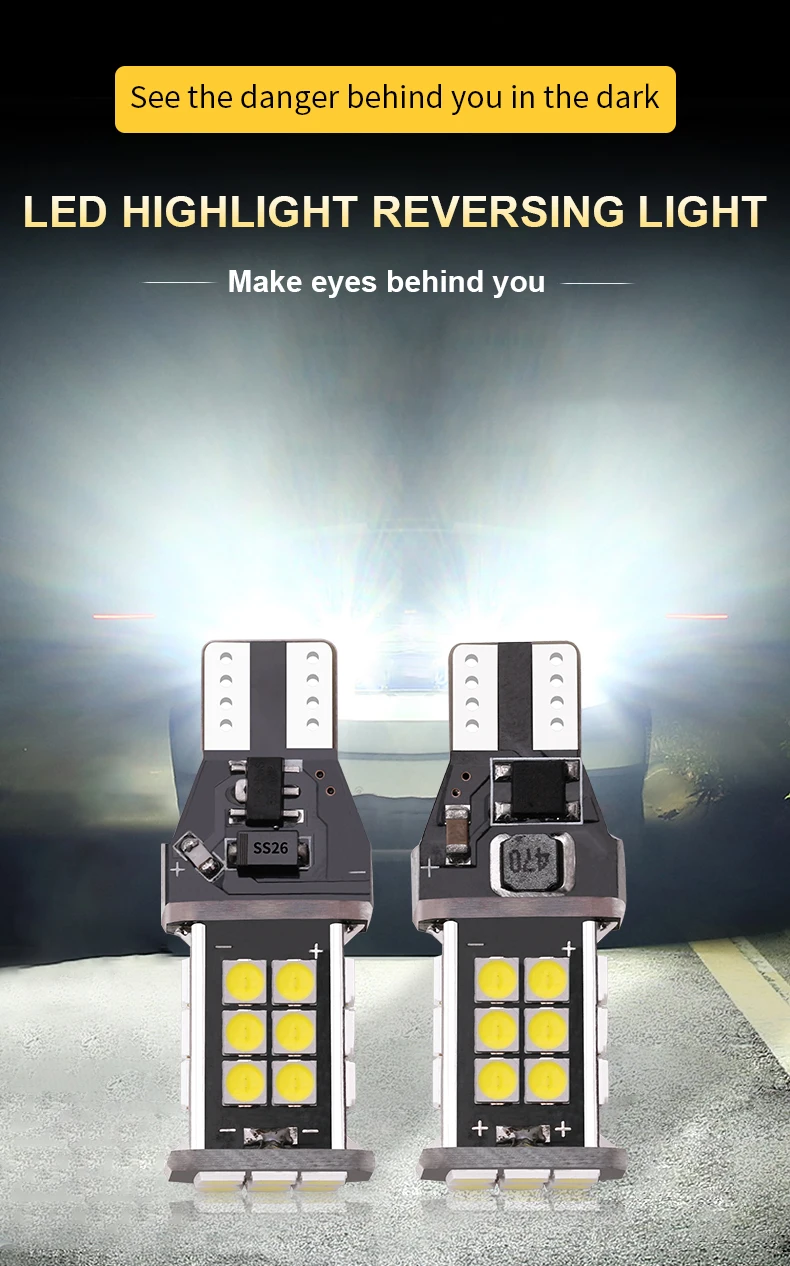 Yobis Super Bright Reverse Light With 3030 24led 912 921 T15 W16w Car