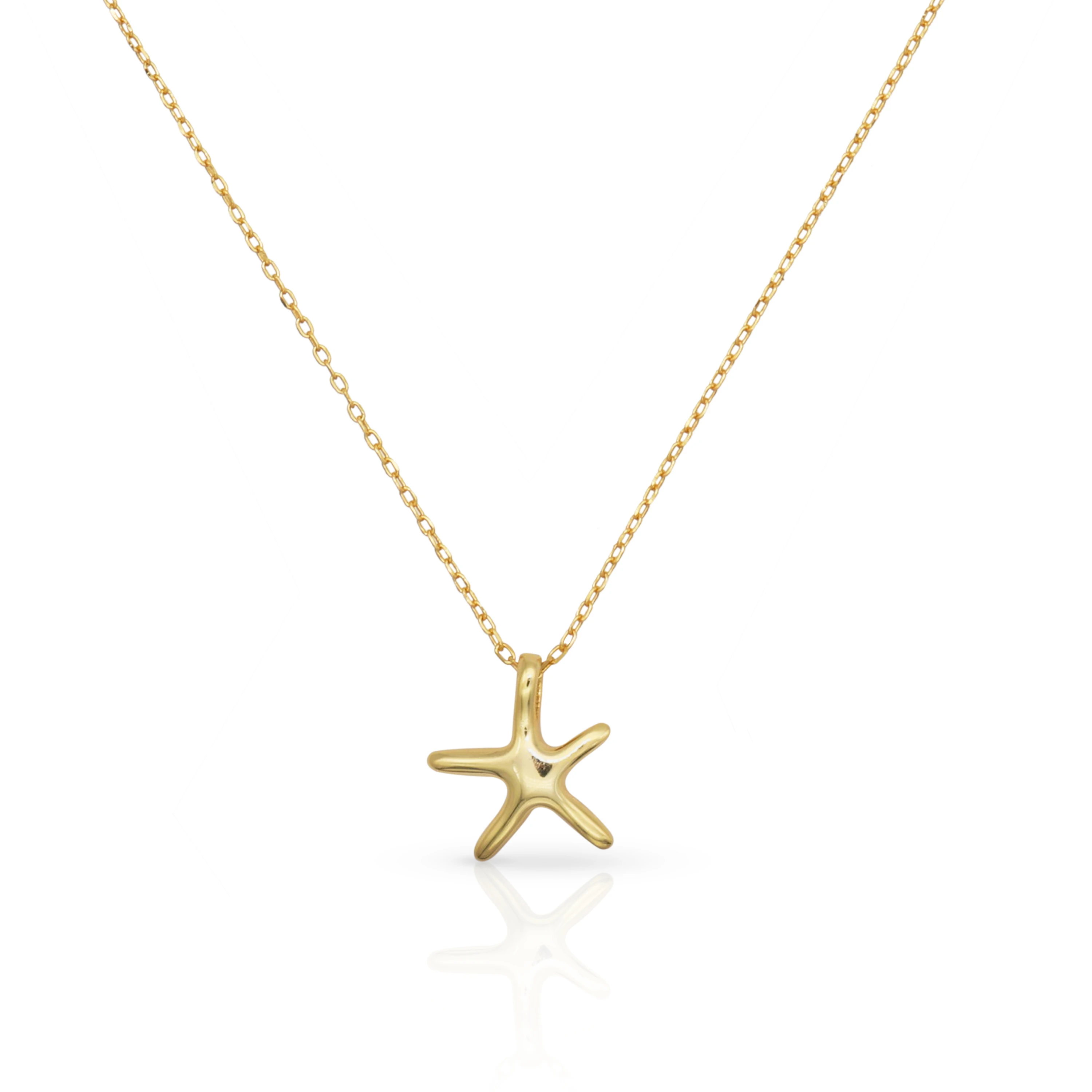 

Chris April in stock 925 sterling silver gold plated smooth starfish fancy pendant necklace