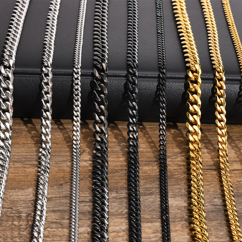 

Fashion Hip hop Chain Choker Necklace Chunky Cuban Link Chain 14K 18K Gold Plated Stainless Steel jewelry rap mens necklaces