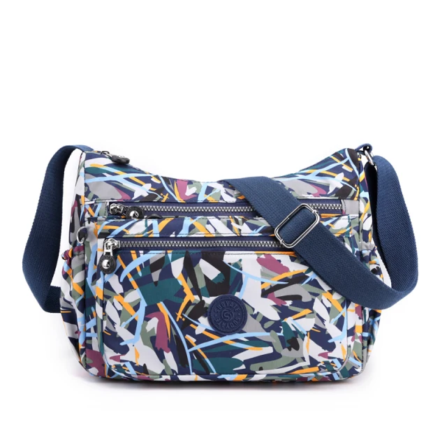 

2021 women Waterproof nylon crossbody big teeth zip Messenger bag Diagonal sling bag