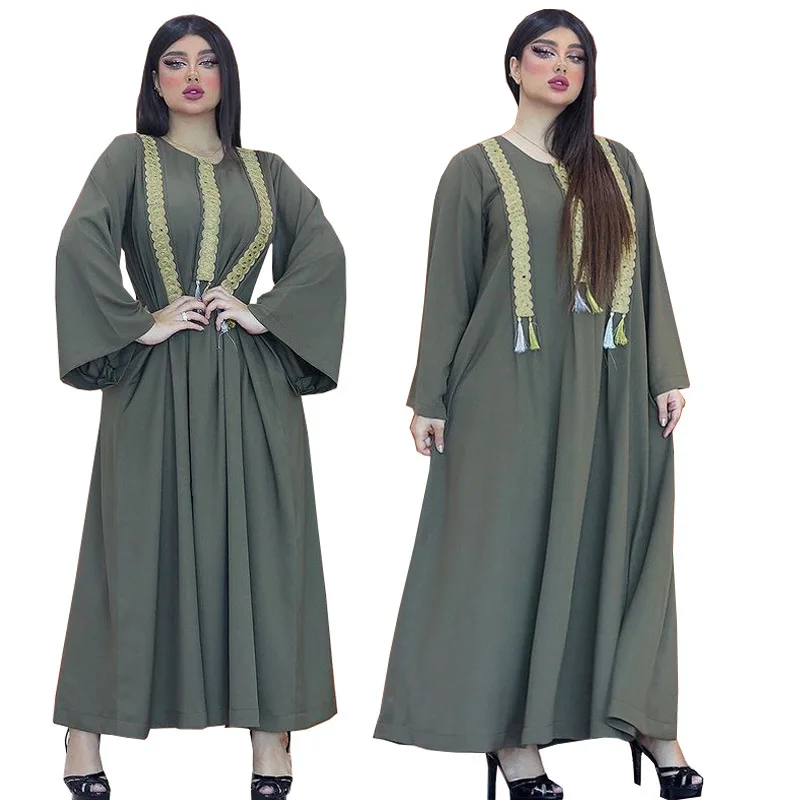 

HJ ZMDR76 Famous army green dress kaftan abaya dubai islamic clothing dresses women muslim abaya