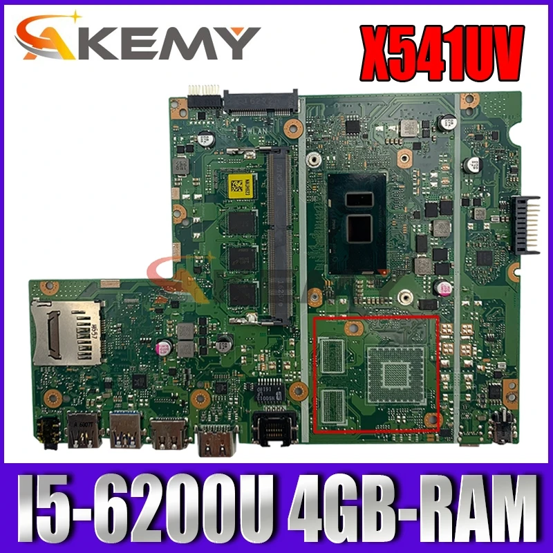 

Akemy X541UV Laptop motherboard for ASUS VivoBook X541UA X541U original mainboard 4GB-RAM I5-6200U GM