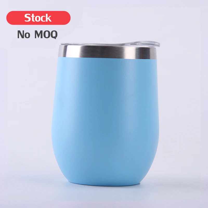 

Amazon top seller 12oz double wall stainless steel custom wine tumbler insulated vacuum egg shape mugs wine glass with lids