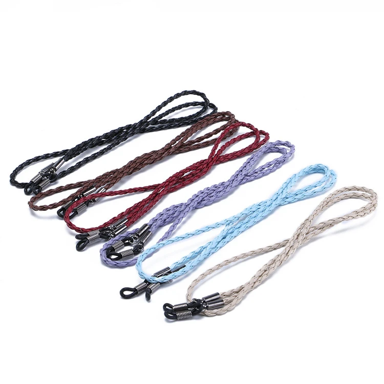 

Hot Selling Weave Twist Chain Eye Reading Glass Sunglasses Glasses Strap Leather, 6 color optional