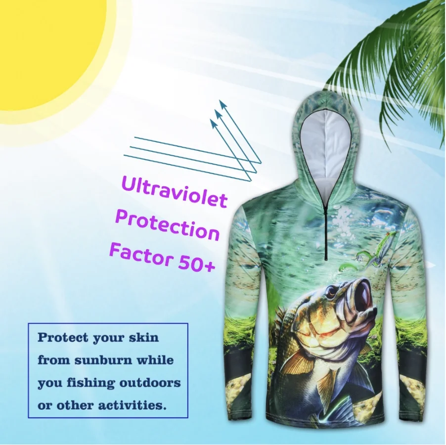 Custom Wholesale Sublimation Fishing Jersey Uv Protection Tournament Long Sleeve Men Fishing
