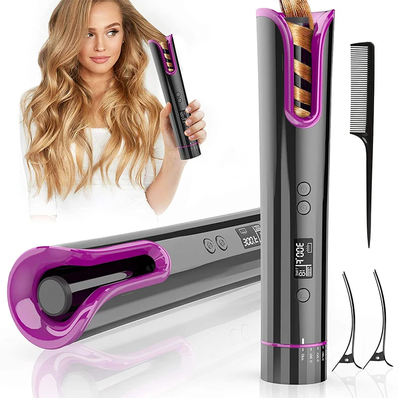 

2021 New Design Wireless Automatic Hair Curler logo/Portable USB Rechargeable Electric Cordless Magic Hair Curlers, Customized