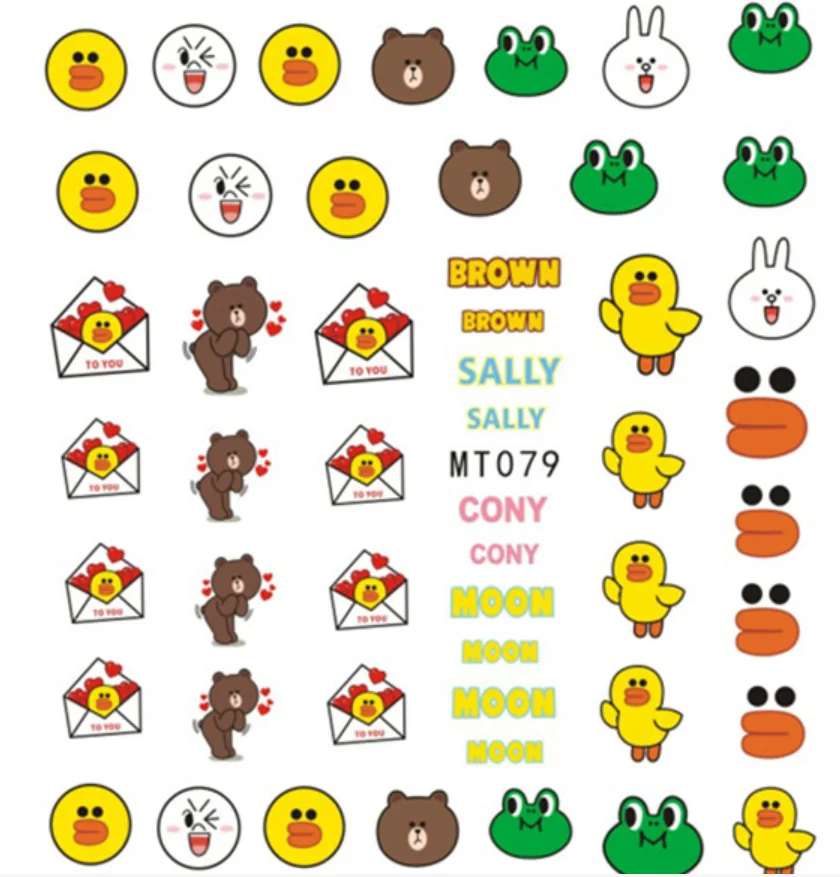 

MT061-MT080 2D adhesive nail stickers Japanese and Korean cute cartoon nail stickers nail decals