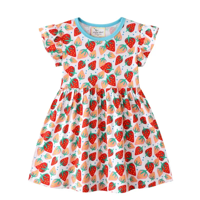 

New arrival summer girls strawberry printing round collar short sleeve dress Clothes Sets, Picture shows