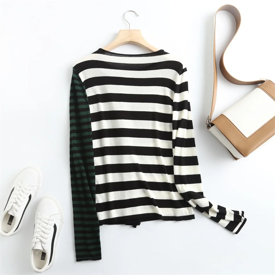 

Good Price Stripe 100% Cotton Anti-Pilling Long Sleeve Striped Cardigan Sweater for Business Office and Daily Life