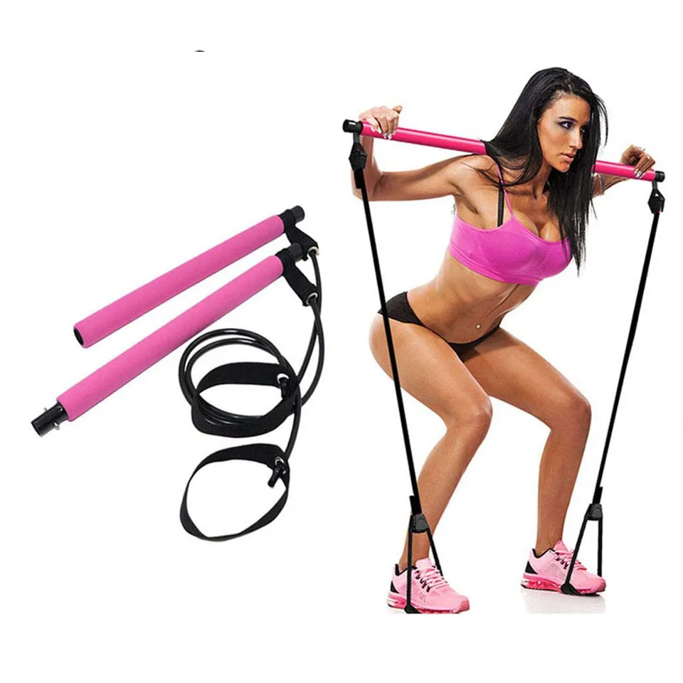 

Hp091 For Home Gym Exercise High Quality Body Building Yoga Exercise pilates bar with resistance bands pilate stick pilate