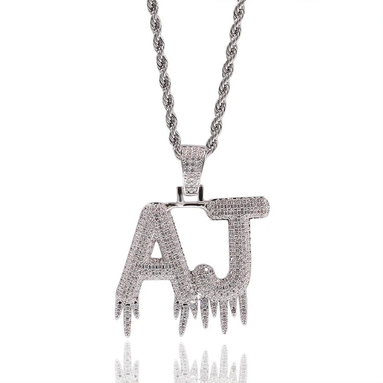 

New Hip-hop Icicle Stitching Letter Necklace Customized Necklace Bling Drip Initials Pendant, Picture