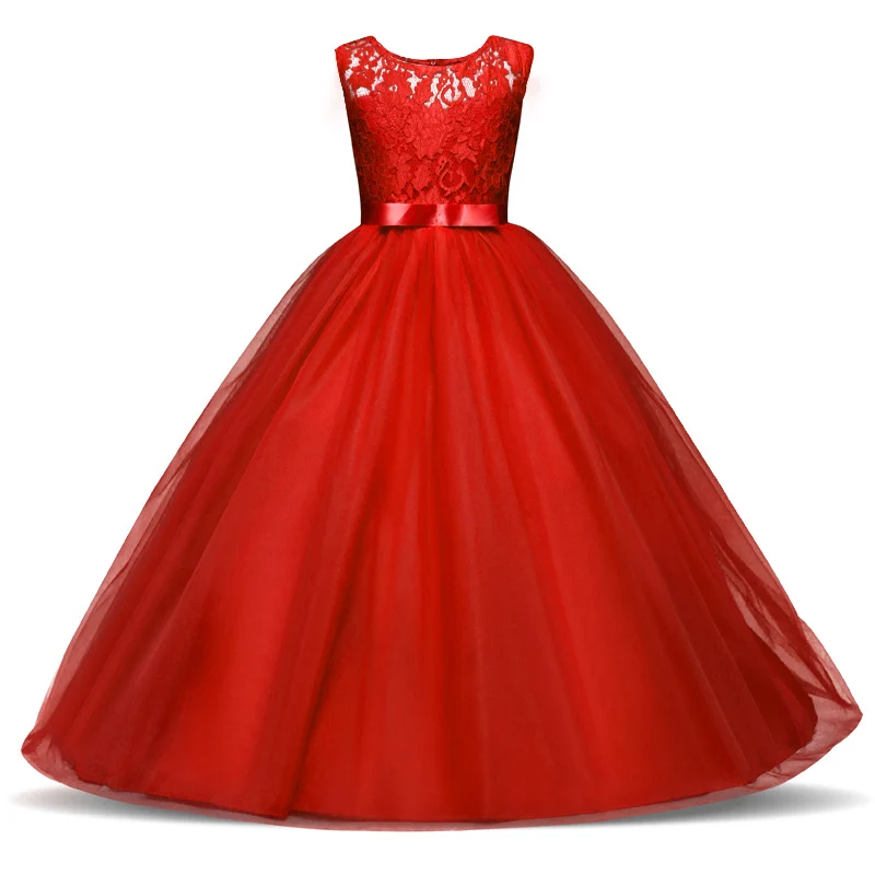 

Kids Dress for Girls Wedding Tulle Lace Long Girl Dress Elegant Princess Party Pageant Formal Gown for Teen Children