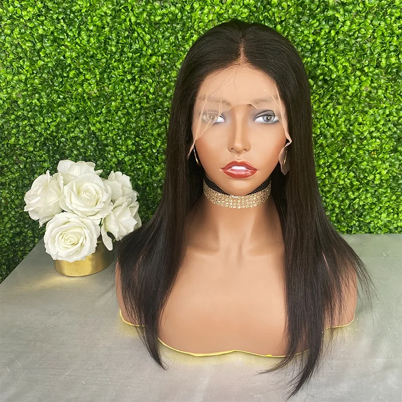

Wholesale Straight Human Hair Wig Indian Hair Virgin Cuticle Aligned Hair Bleached Knots 13x6 Lace Front Wig Mink Wigs