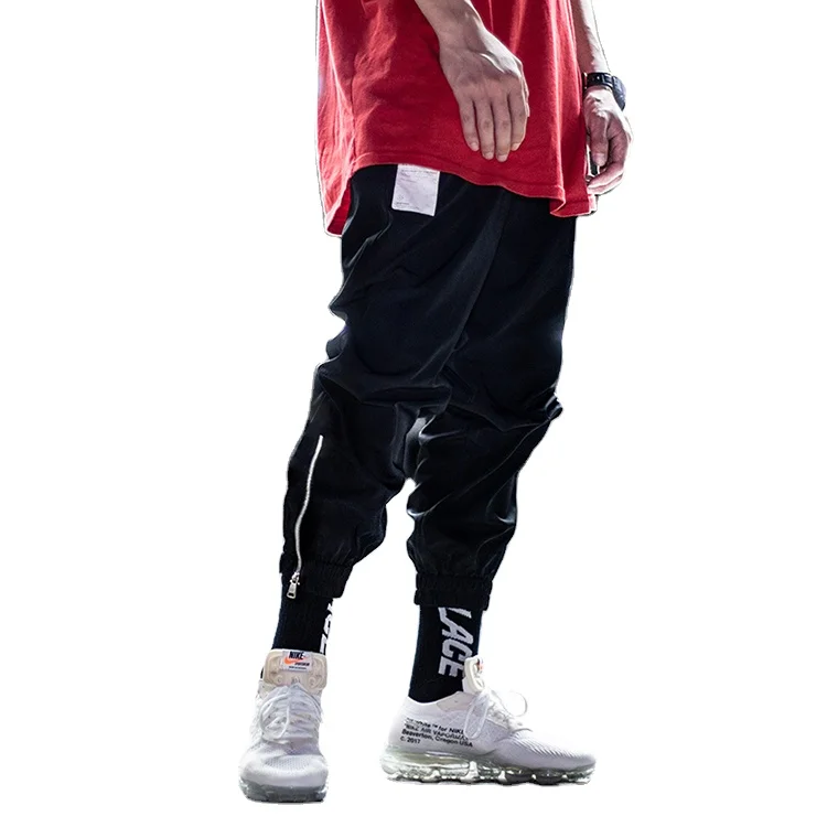 

Killwinner juniors trousers leg zipper design hiphop casual black long skinny joggers pants streetwear sweatpants mens