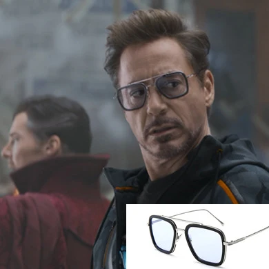 

Drop shipping Tony Stark Square Sunglasses Retro Brand Design Iron Man Sunglasses