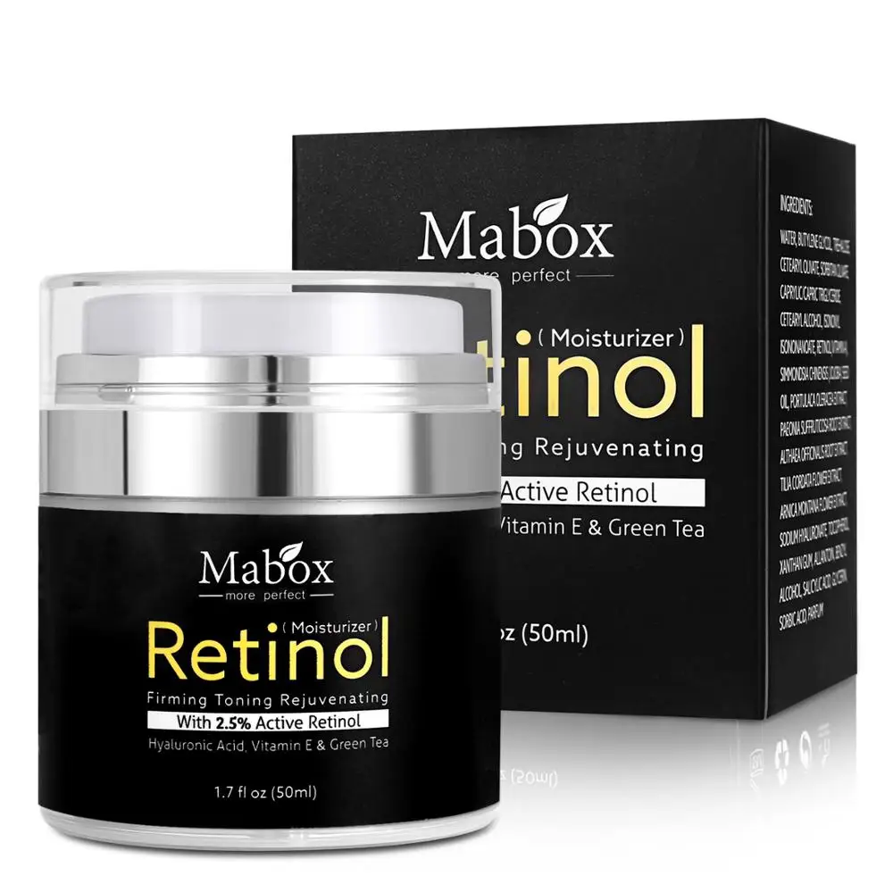 

Mabox 50ml Retinol 2.5%Moisturizer Face Cream Hyaluronic Acid AntiAging Remove Wrinkle Vitamin E Collagen Smooth Whitening Cream