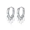 BAGREER SCE684 Trendy Silver Tassel Pentagram Five Pointed Star Dangle Earrings 925 Silver Plated Stud Drop Earrings Girls Women