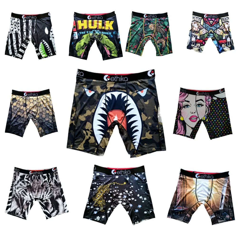 

New Arrival wholesale Summer Ethika Fashion men underwear quick dry plus size shorts boxer briefs, Customized logo