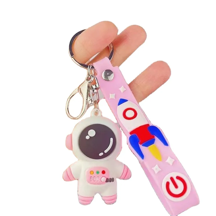 

Wholesale Cartoon 3D Promotional Soft Rubber Colorful Astronaut PVC Keychain For Bag Decoration