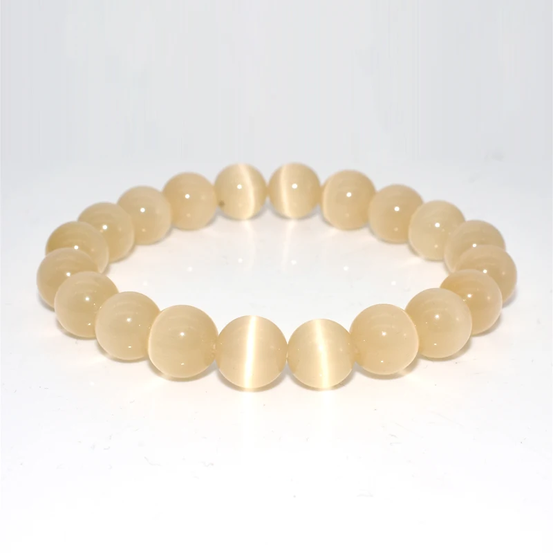 

Trade Insurance 6/8/10mm High Grade Natural Light Champagne Cat Eye Bracelet, Picture shows