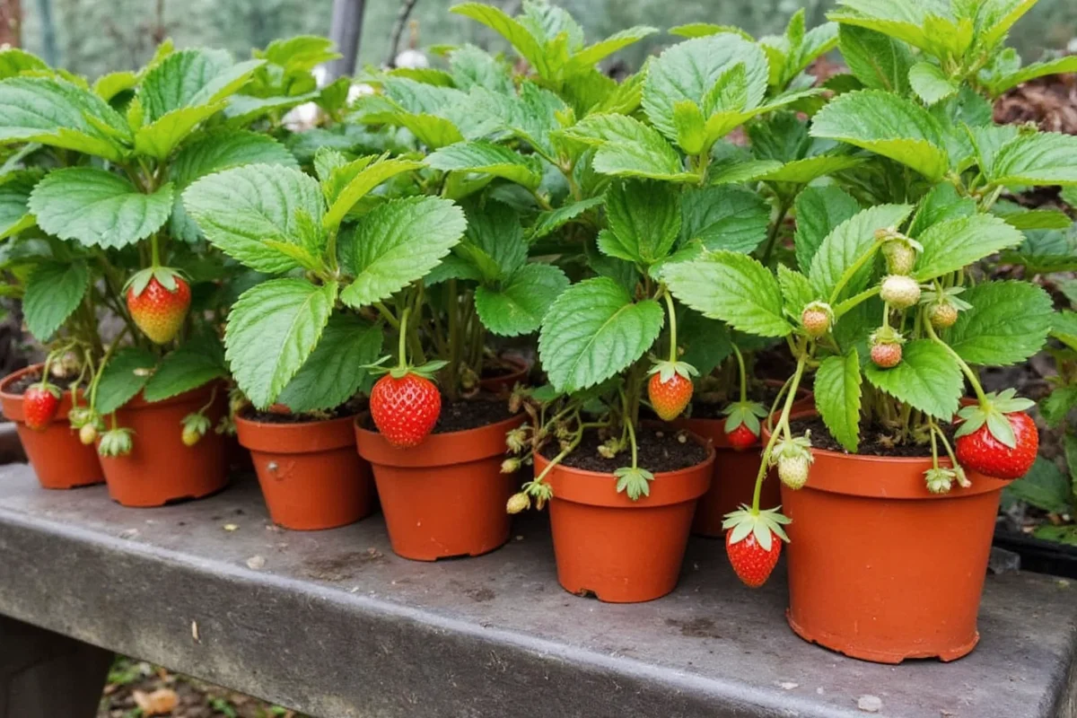 can strawberry plants survive winter in pots