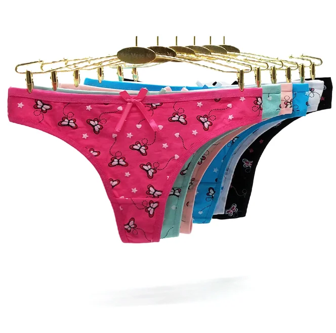 

Girl Kids Cotton Butterfly Print Thongs Underwear, Mix color