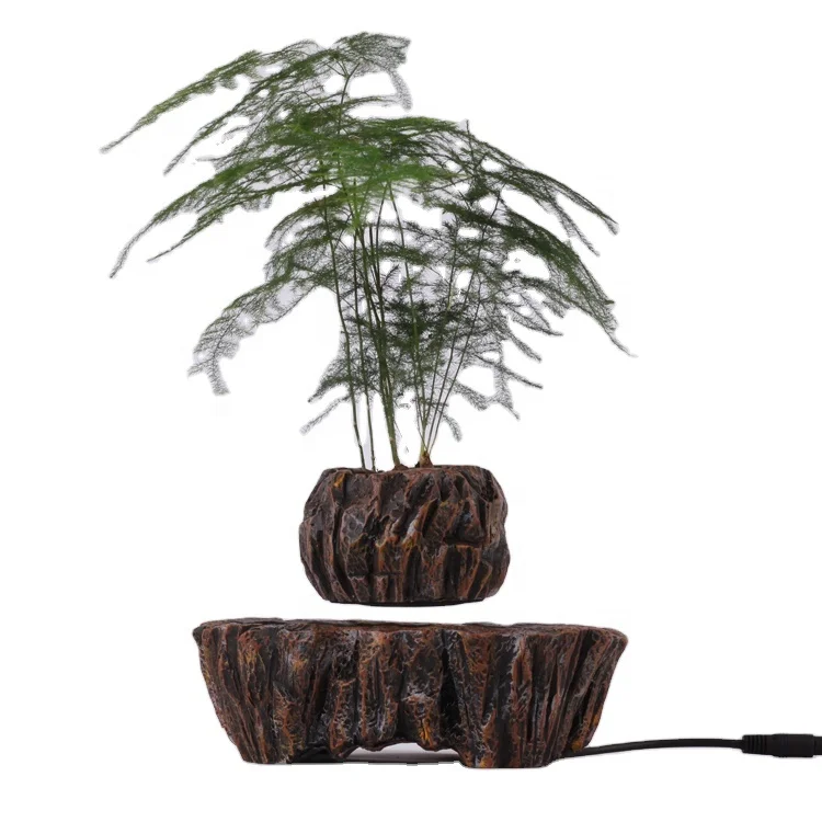 

Affordable Magnetic Levitating Rustic Fresh Bonsai Resin HCNT Plant Stand Air Flower Pot for Indoor Decoration&Exquisite Present, Brown